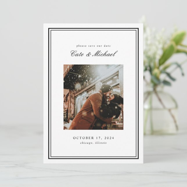 Invitation Monogramme noir et blanc Absolute Classic (Debout devant)