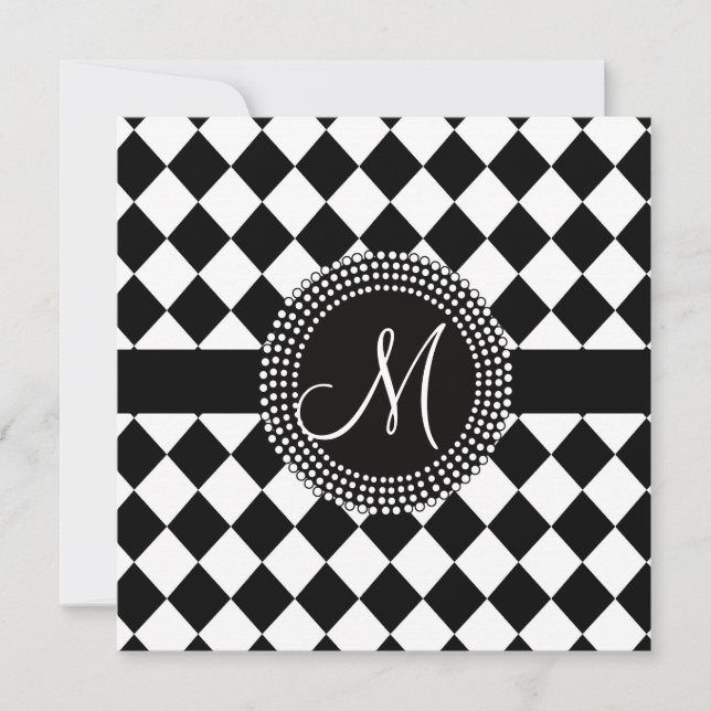 Invitation Monogramme noir et blanc fait sur commande de (Devant)