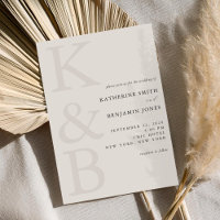 Monogramme noir et ivoire moderne Mariage minimali