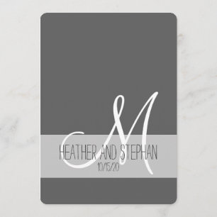 Invitation Monogramme noir, gris et blanc simple et élégant