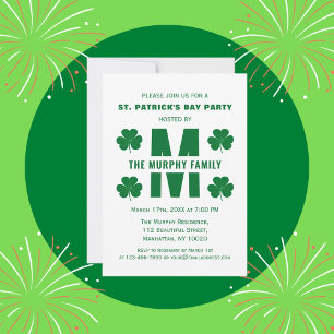 Invitation Monogramme Nom de famille Bonne fête de la Saint P