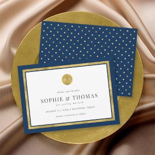Invitation Monogramme or classique couleur modifiable Enregis