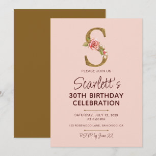 Invitation Monogramme Or Lettre S Or Rose Rose Pâle
