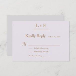 Invitation Monogramme Or Lilac Gris Ampersand Mariage RSVP
