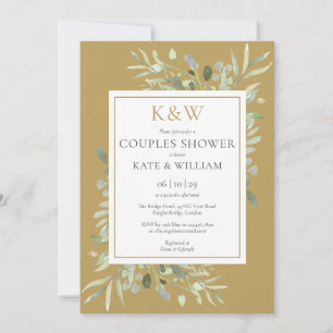 Invitation Monogramme Or Wedding shower Couples de verdure