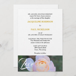 Invitation Monogramme Pastel Rose Rose Or Ensemble dans l'amo