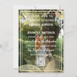Invitation Monogramme Photo personnalisée QR Code Woodland Go