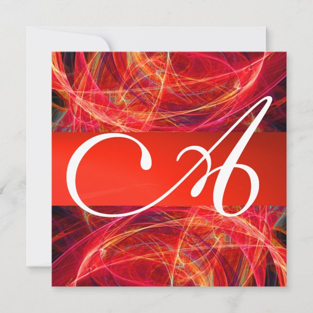 Invitation MONOGRAMME PHOTON rouge noir rose blanc (Devant)