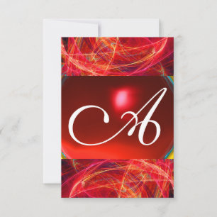 Invitation MONOGRAMME PHOTON rouge noir rose rsvp