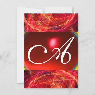 Invitation MONOGRAMME PHOTON rouge noir rose rsvp