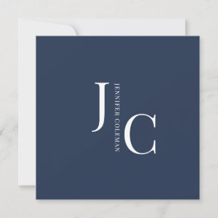 Invitation Monogramme professionnel minimaliste moderne bleu 