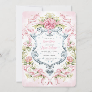 Invitation Monogramme romantique de crête florale Mariée