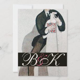 INVITATION MONOGRAMME ROMANTIQUE DE MARIAGE ET DE GROUPE