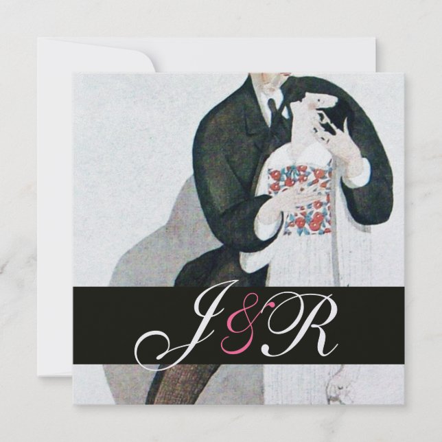 INVITATION MONOGRAMME ROMANTIQUE DE MARIAGE ET DE GROUPE (Devant)