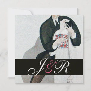 INVITATION MONOGRAMME ROMANTIQUE DE MARIAGE ET DE GROUPE