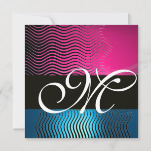 Invitation MONOGRAMME, rose, saphir bleu