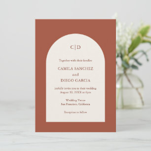 Invitation Monogramme rouille simple Arche Boho Mariage moder