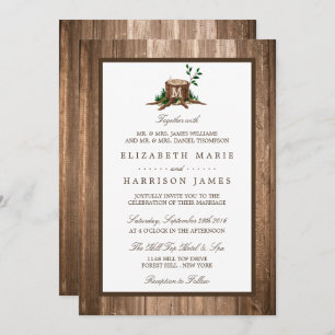 Invitation Monogramme rustique du pays Arbre et Mariage de bo
