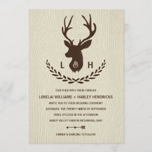 Invitation Monogramme rustique   Mariage du pays chic