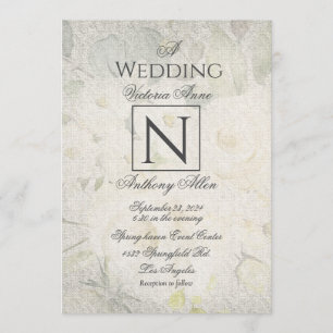 Invitation Monogramme rustique Mariage floral