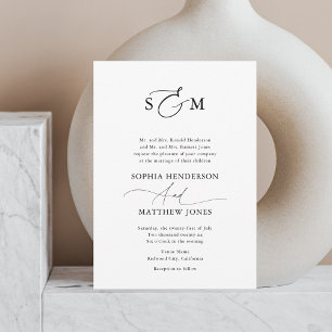 Invitation Monogramme Script Formel Vieux Mariage monétaire