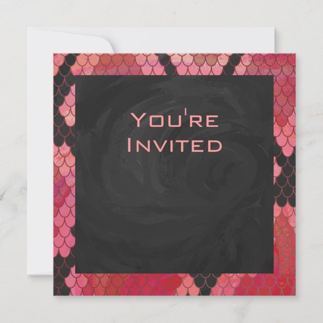 Invitation Monogramme serpent noir et rouge imprimé (Devant)