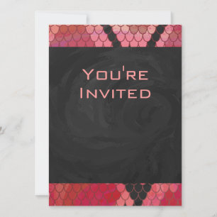Invitation Monogramme serpent noir et rouge imprimé