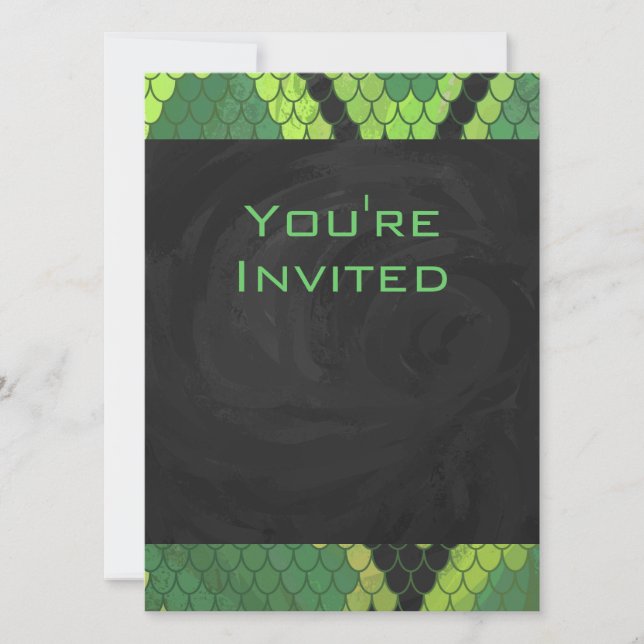 Invitation Monogramme Serpent vert et noir (Devant)
