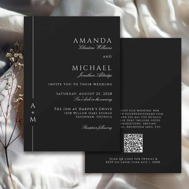 Invitation Monogramme simple classique élégant Mariage de cod (Available in both printed and instant download digital formats.)