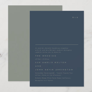 Invitation Monogramme simple et élégant Marine & Sage Invitat