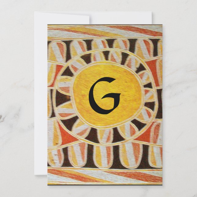 Invitation MONOGRAMME SOLAIRE, jaune orange noir blanc vif (Devant)