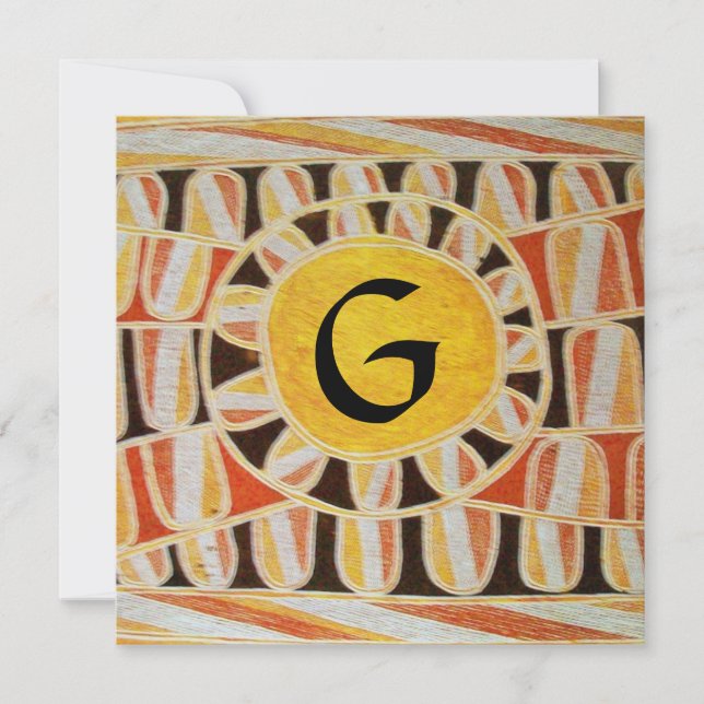 Invitation MONOGRAMME SOLAIRE, jaune orange noir blanc vif (Devant)