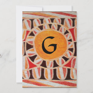 Invitation MONOGRAMME SOLAIRE, jaune vif orange noir
