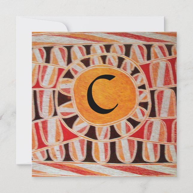 Invitation MONOGRAMME SOLAIRE, jaune vif orange noir (Devant)