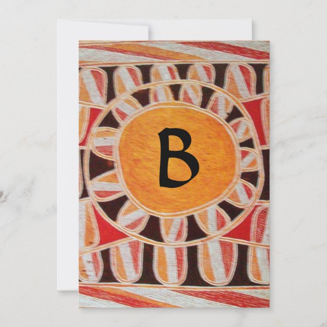 Invitation MONOGRAMME SOLAIRE, jaune vif orange noir (Devant)