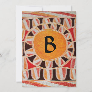 Invitation MONOGRAMME SOLAIRE, jaune vif orange noir