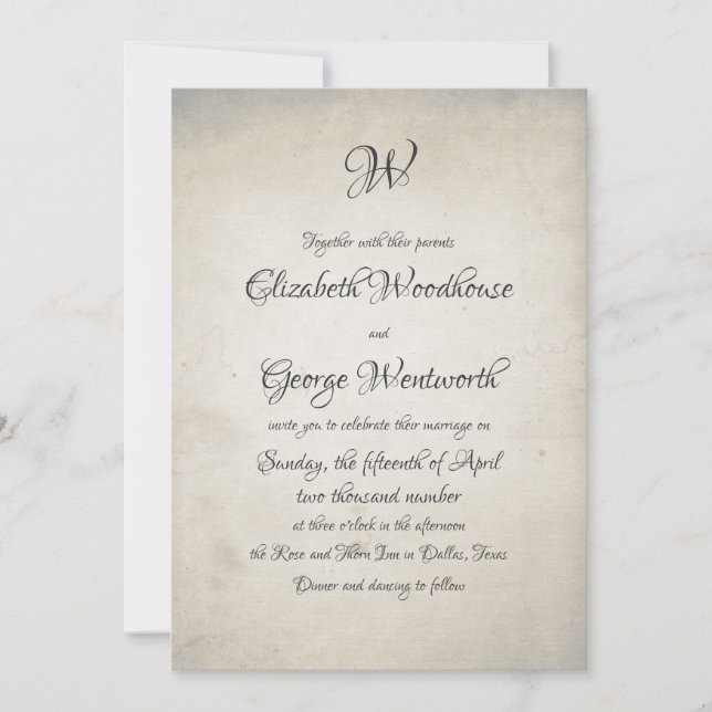 Invitation Monogramme Tourbillonnant| Mariage de calligraphie (Devant)
