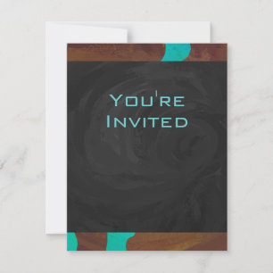 Invitation Monogramme Vache Impression Brown et Turquoise