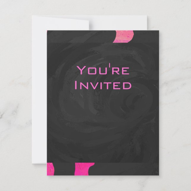 Invitation Monogramme vache rose chaud et noir (Devant)