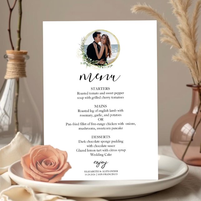 Invitation Monogramme Verdure Wreaths Eucalyptus Menu Mariage (Créateur téléchargé)