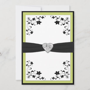 Invitation Monogramme vert poire et noir
