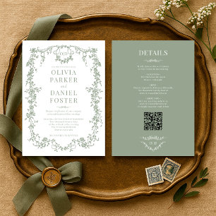 Invitation Monogramme victorien tout en un Mariage