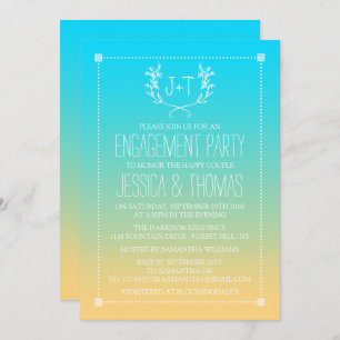 Invitation Monogramme Wreath Ombre Beach