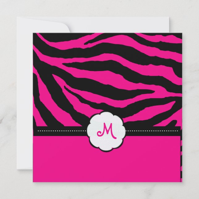 Invitation Monogramme/Zebra Stripes, DO-IT-YOURSELF couleur,  (Devant)