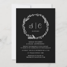 Monogrammes blancs noirs Botaniques floraux couron