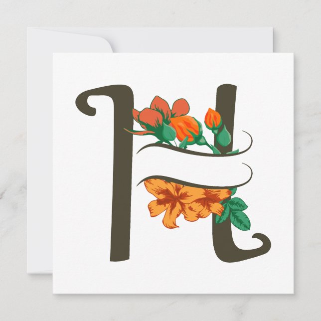 Invitation Monographie florale H lettre majuscule (Devant)
