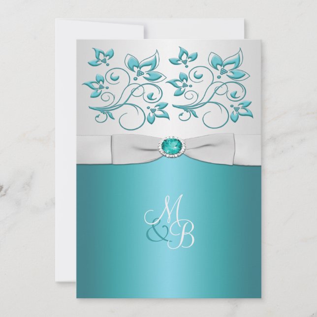 Invitation Monographique Aqua-Marine et Argent II (Devant)