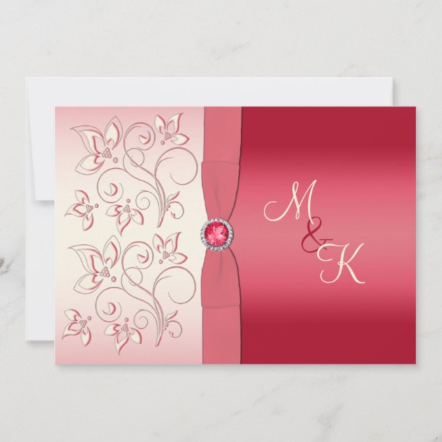 Invitation monographique de pastèque rose et ivoir (Devant)