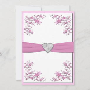 Invitation monographique rose et blanc