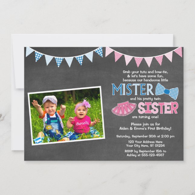 Invitation Monsieur et soeur de l'invitation | d'anniversaire (Devant)